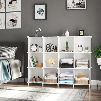 AWTATOS 8 Cube Storage Organizer, Closet Organizer Storage Shelf, Bookcase Bookshelf, DIY Stackable Storage Cubes Shelves for Closet, Bedroom, Home, Office, White