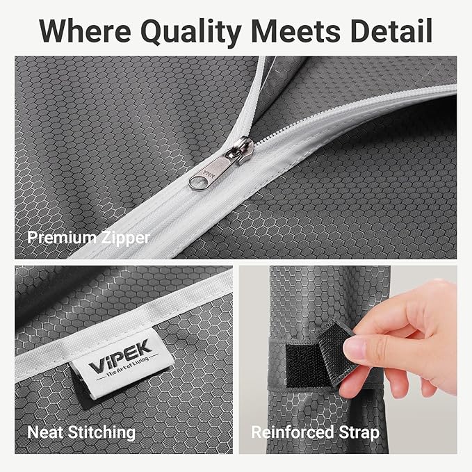 VIPEK V2C Heavy Duty Clothes Rack with Upgraded Polyester Cover, Metal Portable Closet with Adjustable Shelves & Hanging Rods, Freestanding Wardrobe Closet for Bedroom, Max Load 700LBS