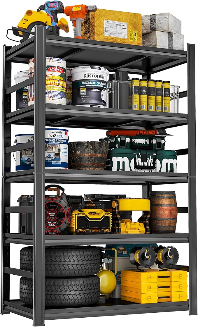 71" H Garage Shelving Unit and Storage-Easy Assembly Metal Shelves 5-Tier Rack|Heavy-Duty Adjustable Shelf|Steel Shelves for Garage,Industrial,Warehouse,Basement (35.4" W*15.7" D*71" H)