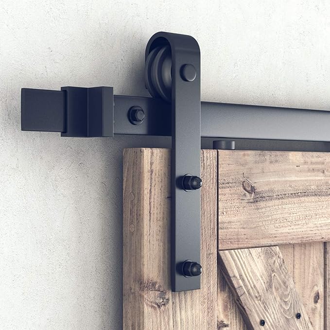 SMARTSTANDARD 6.8FT Barn Door Hardware Kit, Sliding Barn Door Track -Smoothly and Quietly -Easy to Install -Includes Step-by-Step Installation Instruction Fit 40" Wide Door Panel (J Shape Hanger)
