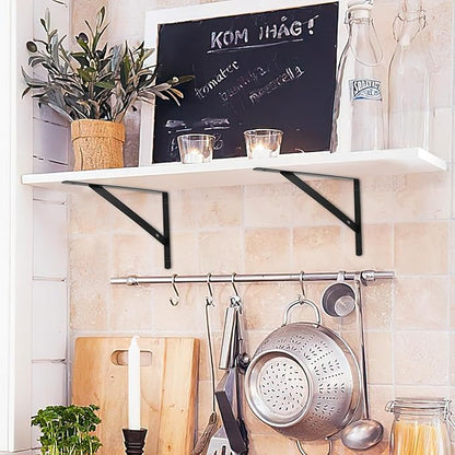 8 Pcs Heavy Duty Shelf Brackets, Floating Metal Shelf Brackets, Metal Wall Mount L Shaped Shelves Support Angle Brackets for Heavy Duty Floating Shelves Shelf Brackets (9.84 x6.29 inch)