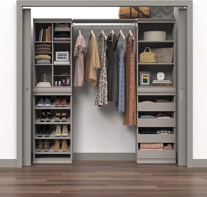 ClosetMaid Modular Storage Shelf Unit with Angled Shoe Shelves, Taupe