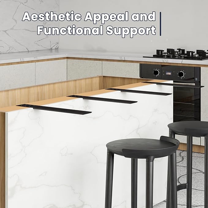 BATODA 16" Countertop Mounted Support Brackets (4 pcs) for Granite - Heavy Duty L Shelf Bracket - DIY Open Shelving Knee Wall Support - Mounting Hardware Included (Pack 4)