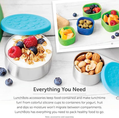 LunchBots Large Cinco Stainless Steel Lunch Container - Five Section Design Holds a Variety of Foods - Metal Bento Box - Dishwasher Safe - Stainless Lid