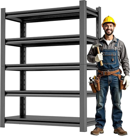 Heavy Duty Garage Shelving,72" Hx36 Wx16 D 5-Tier Storage Shelves,3000 lbs Capacity,Easy Assembly Adjustable Stainless Metal Shelf,Suitable for Garage Basement Office Farmhouse etc