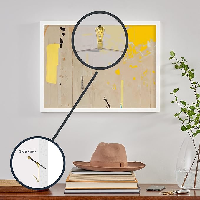 OOK 50615 Professional Picture Hangers, Art Hangers, Padded, Brass, Reusable Picture Hooks, 20lb (15 set)