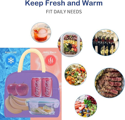 DALINDA Lunch Bag Lunch Box for Women Men Reusable Insulated Lunch Bags for Adults,Leakproof Cute Cooler Lunch Tote Bag, Large Capacity for Work Travel Picnic