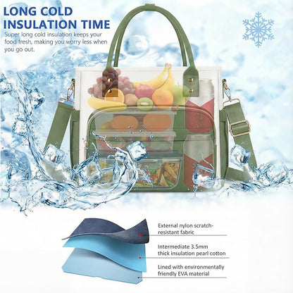 MIYCOO Lunch Bag Lunch Box Women - Leakproof Insulated Lunch Cooler Bag for Women - Large Lunch Tote Bags Adults, Green White