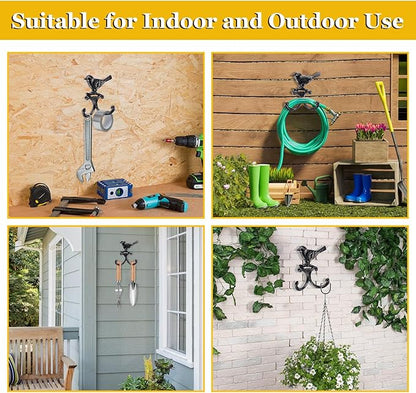 OwnMy Cast Iron Bird Coat Hooks Decorative Wall Hook, Vintage Dog Leash Holder Farmhouse Key Holder for Wall, Heavy Duty Indoor Outdoor Double Wall Hooks for Hanging Towels, Hats, Potted Plants, Tools