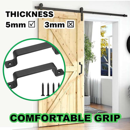 Premium Barn Door Handles Black,7.4 inch,2 Packs,Heavy Duty Rustic Metal Pulls for Sliding, Garage,Shed, Gate, Closet, Drawer, Indoor/Outdoor