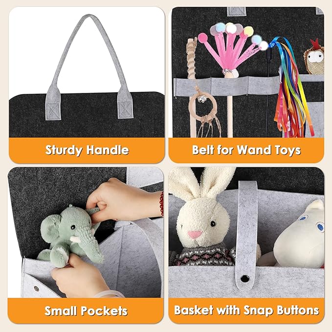 JUXYES Wall Hanging Cat Teaser Wand Toy Holder, Portable Cat Feather Wand Toy Storage Bag, Wall Durable Cat Feather Teaser Wand Toy Organizer, Help Keep Teaser Wand Toy Neat and Tidy