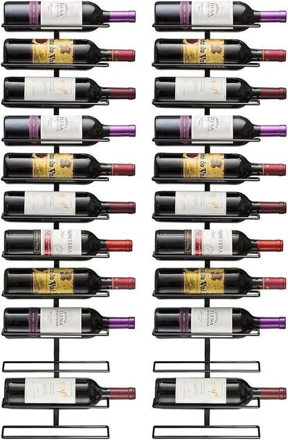 Sorbus Wall Mount Wine Rack – Holds 12 Bottles – Black Metal Wine Bottle Holder for Wall, Modern Wine Rack for Home Bar, Kitchen