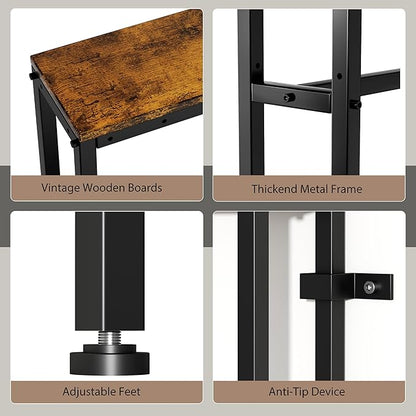 78" Narrow Console Sofa Table with Power Outlets & 2 USB Ports, L Shaped Behind Couch Table Skinny, 3 Assembly Options Entryway Tables with Charging Station for Living Room, Hallway, Brown, 78IN