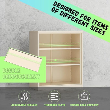 Bonusall Metal Garage Storage Cabinet, 36" H Locking Cabinets with 2 Adjustable Shelves,2 Door Small Pantry Storage for Home Office, Kitchen, Bathroom(Grey)