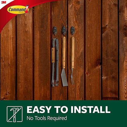 Command Hooks, Black, 3 lb Capacity | Outdoor | Water-Resistant Strips | 2-Hooks 4-Strips | Damage-Free