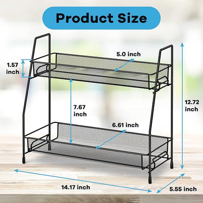 Spice Rack Organizer for Cabinet, Bathroom Organizer Countertop, Bathroom Counter Organizer, Kitchen Countertop Organizer, Bathroom Vanity Organizer (Pack of 2)