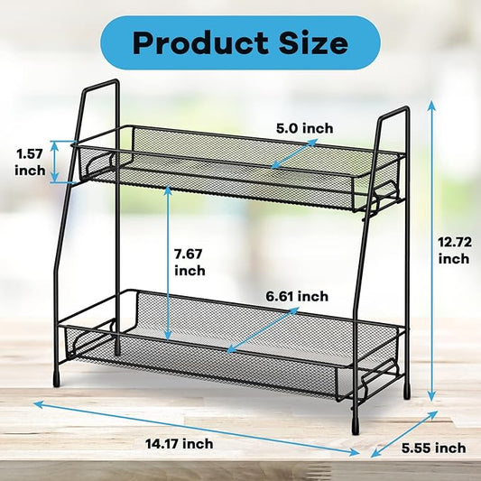 Spice Rack Organizer for Cabinet, Bathroom Organizer Countertop, Bathroom Counter Organizer, Kitchen Countertop Organizer, Bathroom Vanity Organizer (Pack of 2)