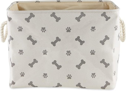 Bone Dry Pet Storage Collection Paw and Bone Print, Small Rectangle, 14x8x9, Gray