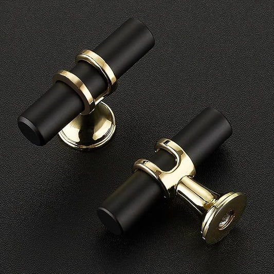 25 Pack Black&Gold Cabinet Knobs - Kitchen Cabinet Knobs Closet Pulls for Kitchen Closet Drawer Stainless Steel Dresser Hardware 2in Length Single Hole