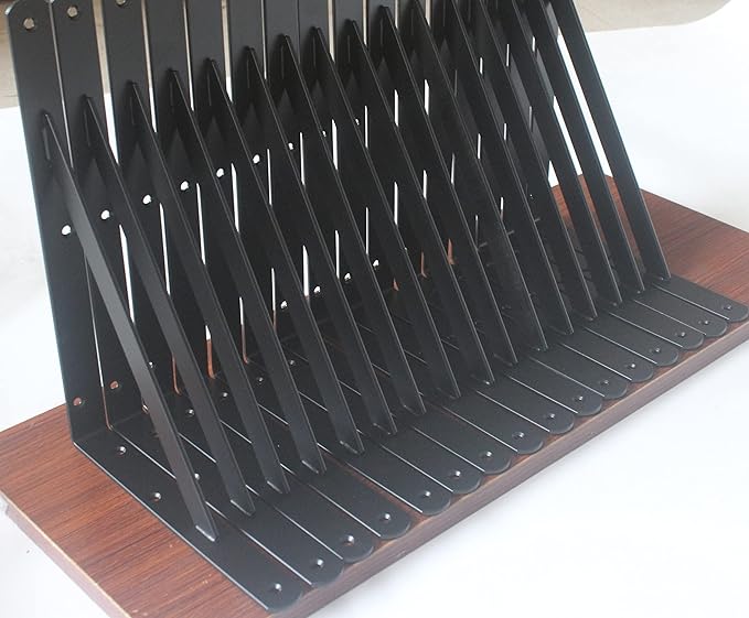 40 Pack L11 x H 8" Black Heavy Duty Shelf Brackets with Screws Metal Shelf Brackets Shelf Support Angle Brackets for Shelves L Brackets Heavy Duty Floating Shelf
