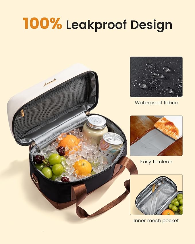 LOVEVOOK Insulated Lunch Bag for Women - Cute Lunch Box Cooler for Work, Picnic, and Beach, Pink