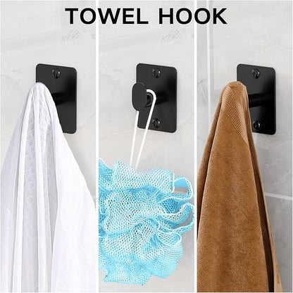 4 Pieces Bathroom Hardware Set, 32 inch Towel Bar, Matte Black Bathroom Accessories Set, Towel Racks for Bathroom, Robe Towel Hooks, Toilet Paper Holder Wall Mounted