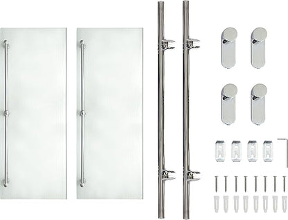 Double Wall Glass Shelf with Pre-Installed Rail - Polished Chrome - Oval Series - 5 Year Warrantee