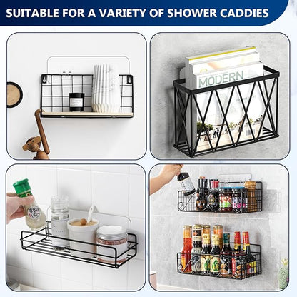9 Pack Shower Caddy Adhesive Replacement Stickers,Strong Hooks for Caddy, Clear Waterproof Adhesive Strips, No Drilling for Kitchen Racks and Bathroom Storage Shelves (Clear 2 Hooks)