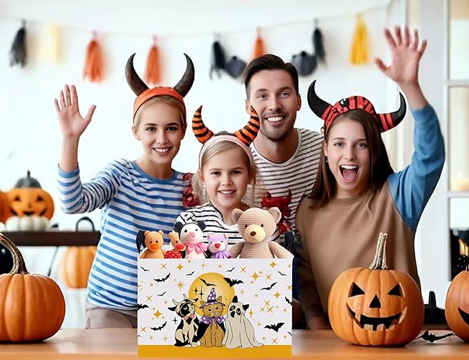 Large Halloween Themed Candy Gift Boo Basket for Kids Baby Personalized Adults Storage Bin Fall Decor(Cat Bat)