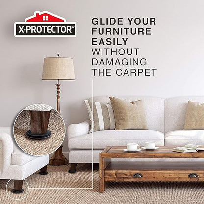 Furniture Sliders for Carpet X-PROTECTOR - 16 PCS Best Heavy Moving Pads 3 1/2" - Sliders for Furniture. Move Your Furniture Easy with Reusable Furniture Movers Sliders for Carpets!