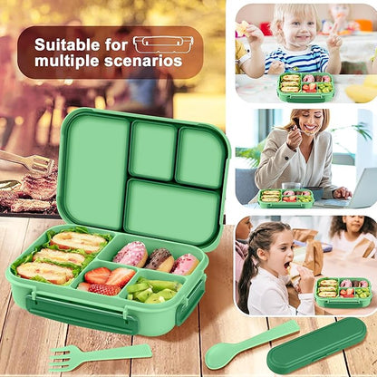 Lunch Box Kids,Bento Box Adult,Leakproof Lunch Containers for Adults/Kids/Toddler,1200ML-4 Compartments bento Lunch box with Utensil,Microwave & Dishwasher & Freezer Safe (Cyan)