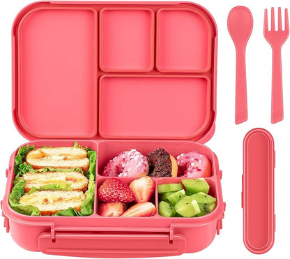 Lunch Box Kids,Bento Box Adult,Leakproof Lunch Containers for Adults/Kids/Toddler,1200ML-4 Compartments bento Lunch box with Utensil,Microwave & Dishwasher & Freezer Safe (Pink Berry)