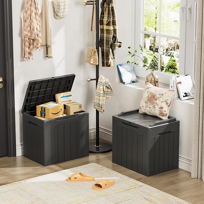 YESHOMY 30 Gal Plastic Storage Bins with Lid Stackable Box Organizers for Living Room, Office, Dorm, 1 Pack, Gray