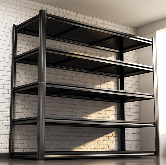 Heavy Duty Metal Garage Shelving Unit, 5 - Tier Adjustable Storage Shelves, 3000LBS Load Capacity Utility Shelf, Ideal for Garage, Basement, Warehouse, Pantry, Tool Organization, 45" W, Black
