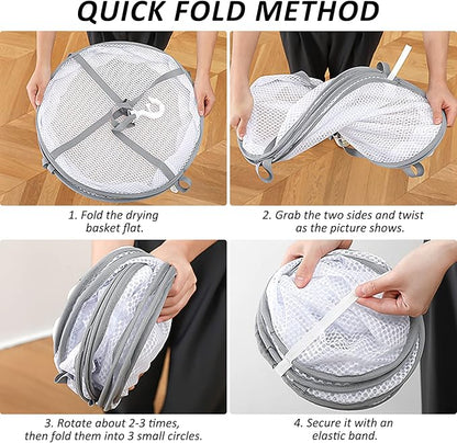 AUTODECO 3-Tier Folding Mesh Clothes Hanging Dryer, Sweater Drying Rack, Large Laundry Drying Rack, Lay fold Flat Dry Hanger, Mesh Clothes Hanging Dryer - XL(3Tier)