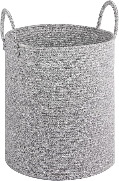 Large Laundry Basket,Laundry Hamper,15''x18'' Cotton Rope Storage Basket with Handles,Baby Hamper,Nursery Blanket Storage Living Room,Toy Basket,Kids Laundry Basket(Light Gray)