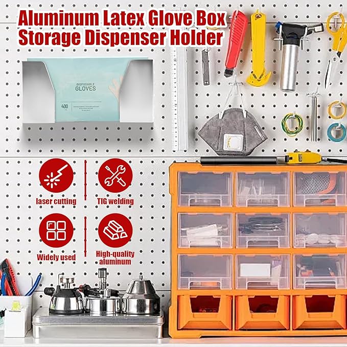 Wall Mount Storage Dispenser Holder Aluminum Latex Glove Box Dispensers Suitable for Garage Enclosed Trailer Work Shop