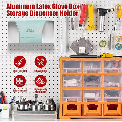 Wall Mount Storage Dispenser Holder Aluminum Latex Glove Box Dispensers Suitable for Garage Enclosed Trailer Work Shop