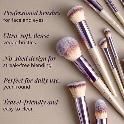 BS-MALL Makeup Brush Set 18 Pcs Premium Synthetic Foundation Powder Concealers Eye shadows Blush Makeup Brushes with black case