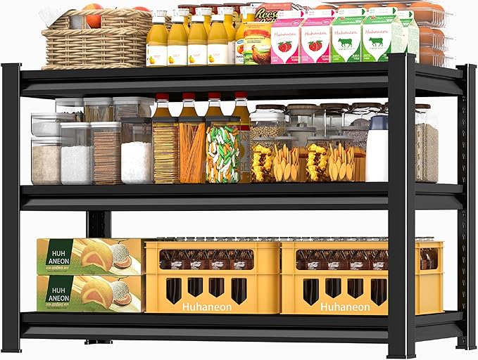 48''W Garage Shelves Heavy Duty - 1,560Lbs Steel Metal Adjustable Utility Storage Shelving Rack Units 48" W x 16" D x 39" H 3 Tier Black