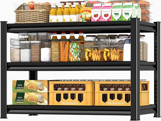 48''W Garage Shelves Heavy Duty - 1,560Lbs Steel Metal Adjustable Utility Storage Shelving Rack Units 48" W x 16" D x 39" H 3 Tier Black