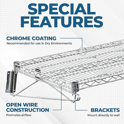 Heavy Duty Chrome Wire Storage Wall Shelf (24" x 30")