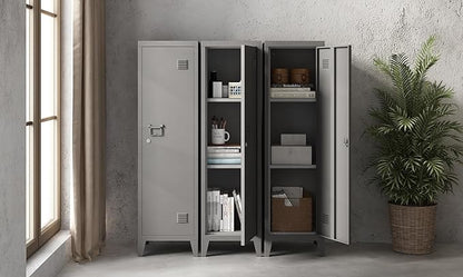 MIOCASA Metal Cabinet Home Office Storage Cabinets with Doors and Shelves Lockable File Cabinet Organizer Coat Lockers for Kids