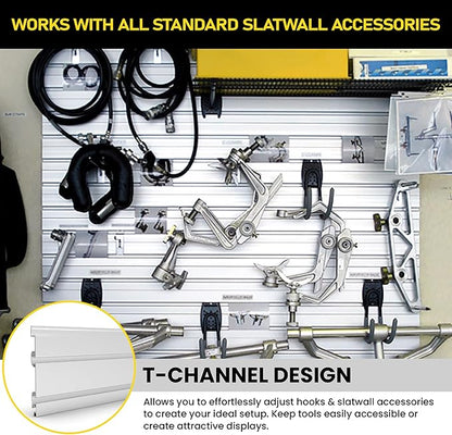 DLDIRECT Slatwall Panel Garage Wall Organizer Heavy Duty Mounted Aluminum Slat Rack, Interlocking Paneling for Storage, Board, Shelves System -Silver (4’H x 4’W)