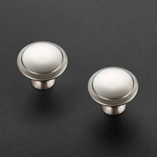 JOY DECOR 10 Pack Brushed Nickel Cabinet Drawer Hardware 30mm Kitchen Cabinet Knobs Drawer Pulls with Installation Screws for Dressers Kitchens Cupboard