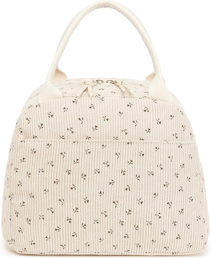 Bluboon Lunch Bag for Women Men Cute Corduroy Lunch Tote Bags Reusable Insulated Lunch Box Large Capacity Reusable Insulated Cooler for Work Picnic or Travel
