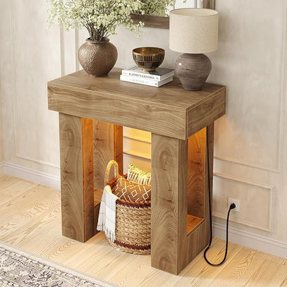 Unikito 32" Entryway Table with Socket and Sensor Light, Narrow Console Table with Storage Behind Couch, Farmhouse Entryway Table for Hallway, Behind The Couch, Living Room, Foyer