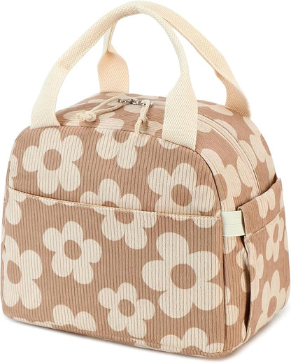 Bluboon Lunch Bag for Women Men Cute Corduroy Lunch Tote Bags Reusable Insulated Lunch Box Large Capacity Reusable Insulated Cooler for Work Picnic or Travel