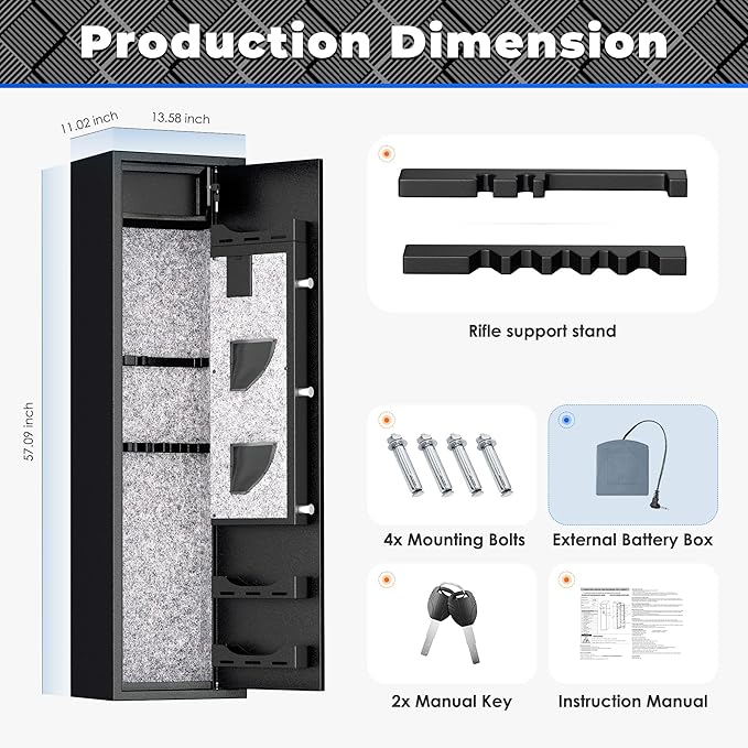 INTERGREAT 5-7 Gun Safes,Gun Safe for Rifles and Pistols,Shotgun Rifle Safe,Gun Safes for Rifle and Shotguns,Long Gun Cabinets with Fingerprint/Digital Keypad/Removable Shelf for Rifles Safes
