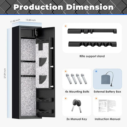 INTERGREAT 5-7 Gun Safes,Gun Safe for Rifles and Pistols,Shotgun Rifle Safe,Gun Safes for Rifle and Shotguns,Long Gun Cabinets with Fingerprint/Digital Keypad/Removable Shelf for Rifles Safes